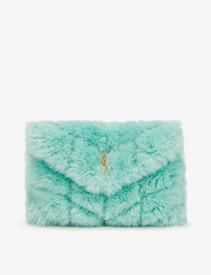 SAINT LAURENT Loulou quilted shearling clutch bag