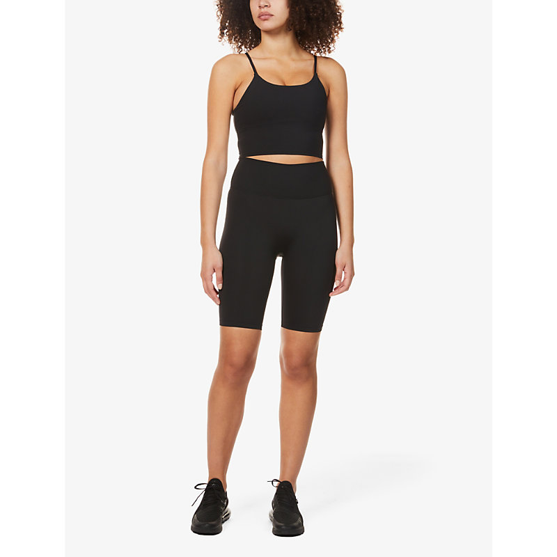 Shop Adanola Women's Black Ultimate Fitted High-rise Stretch-jersey Bike Shorts