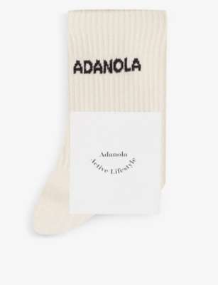 ADANOLA: Logo-print ribbed cotton-blend socks