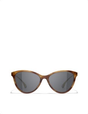 CHANEL: CH5459 cat-eye acetate and metal sunglasses