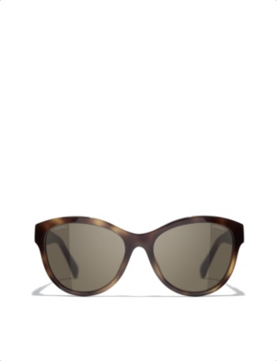 Pre-owned Chanel Womens Brown Ch5458 Pantos Tortoiseshell-print Round-frame Acetate Sunglasses