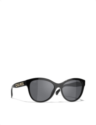 Pre-owned Chanel Womens Black Ch5458 Pantos Round-frame Acetate Sunglasses