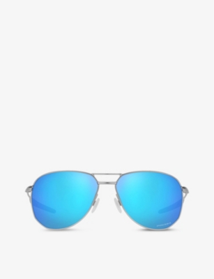 Oakley Womens Silver Oo4147 Contrail Prizm™ Aviator Metal Sunglasses