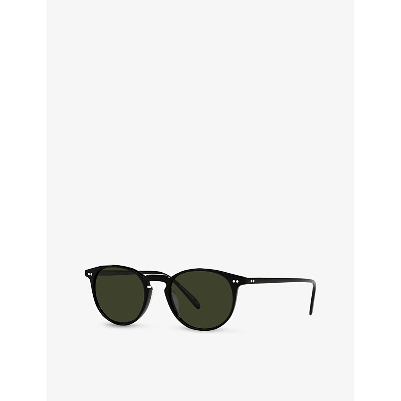 Shop Oliver Peoples Women's Black Ov5004su Riley Sun Acetate Round Sunglasses