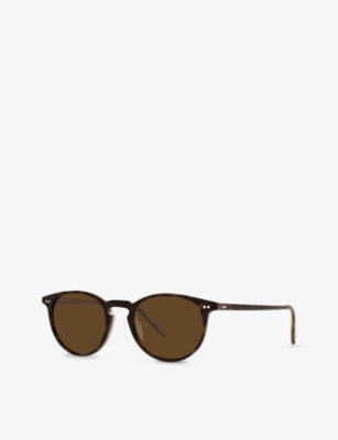 Shop Oliver Peoples Women's Brown Ov5004su Riley Sun Acetate Round Sunglasses