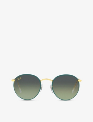 Ray Ban Rb3447jm Round Metal Sunglasses In Green