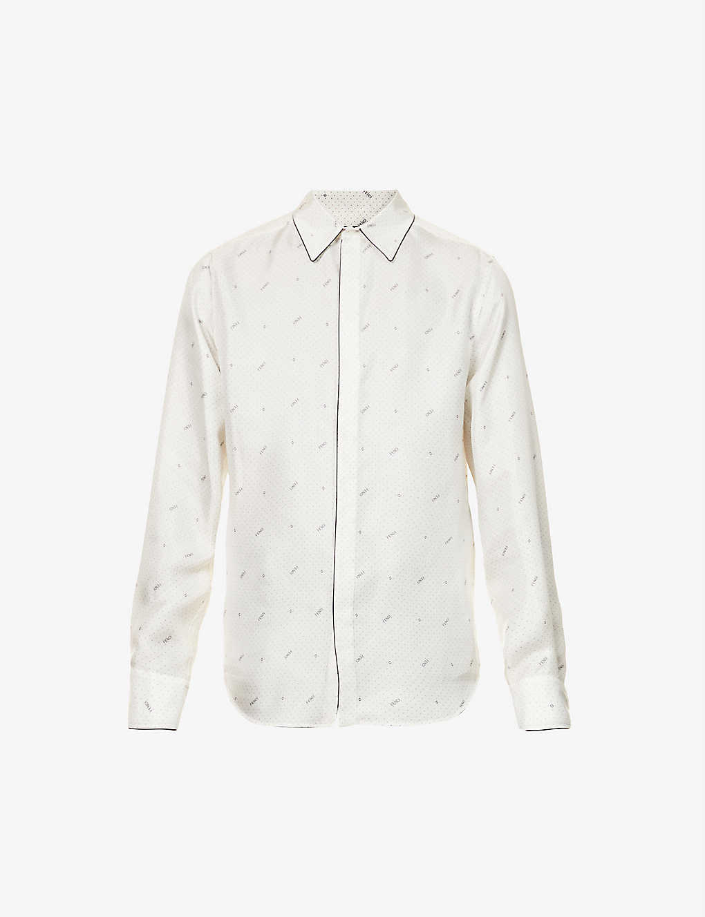 Sky brand-print silk-satin shirt(9378650)