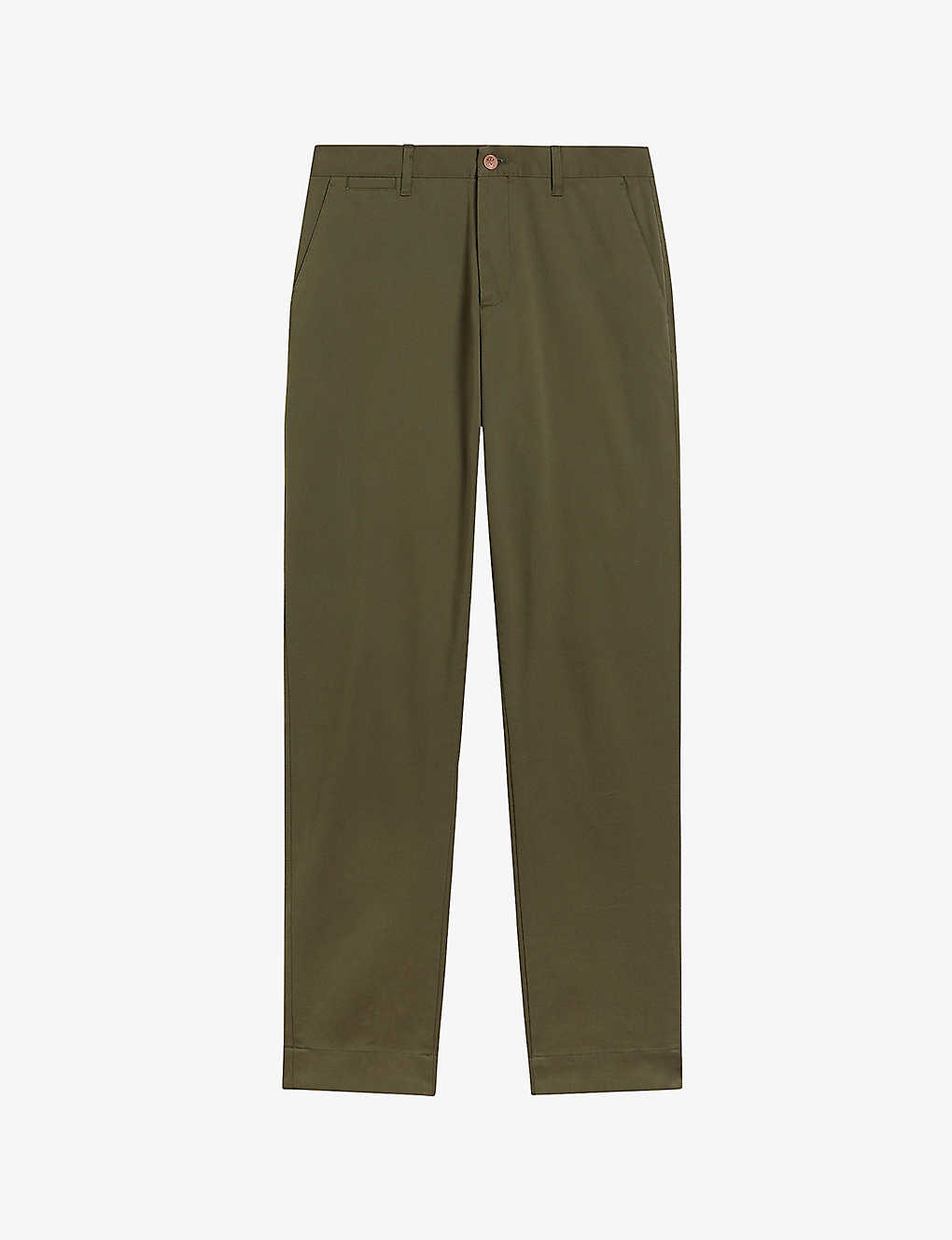 Ted Baker Camburn Slim Cotton Chinos In Olive