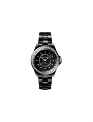 Pre-owned Chanel Womens Black H6526 J12 Ceramic, Steel And 1.51ct Diamond Mechanical Watch