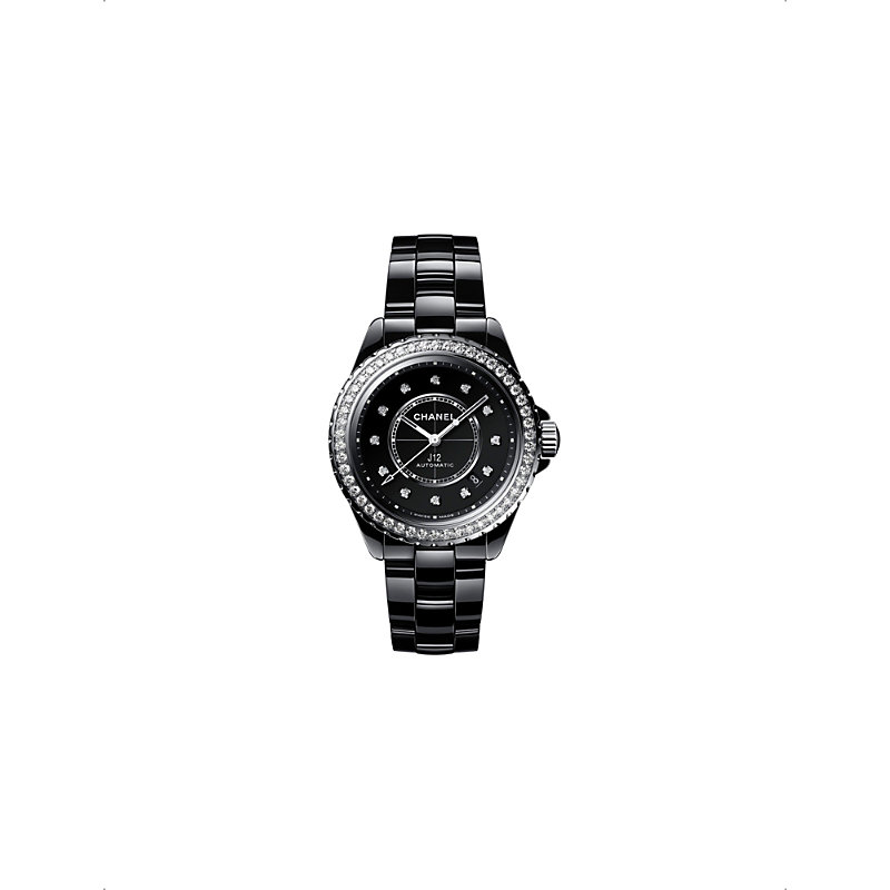 Pre-owned Chanel Womens Black H6526 J12 Ceramic, Steel And 1.51ct Diamond Mechanical Watch