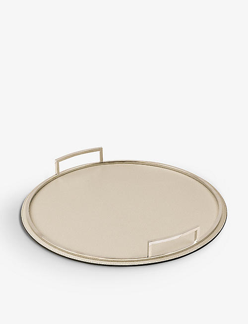 GIO BAGNARA: Defile round leather tray 36cm