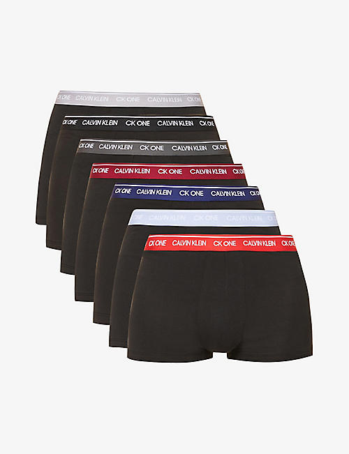 CALVIN KLEIN: Pack of seven logo-print stretch-cotton trunks