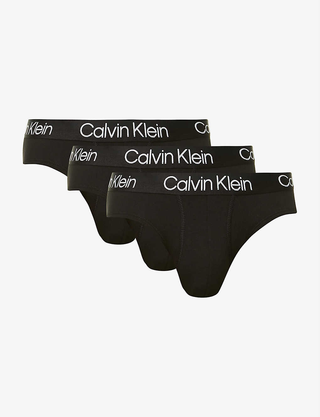 Calvin Klein Branded-waistband Pack Of Three Stretch-cotton Briefs In Black