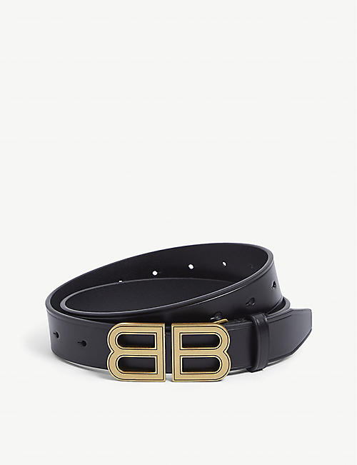 BALENCIAGA: Hourglass monogram-buckle belt