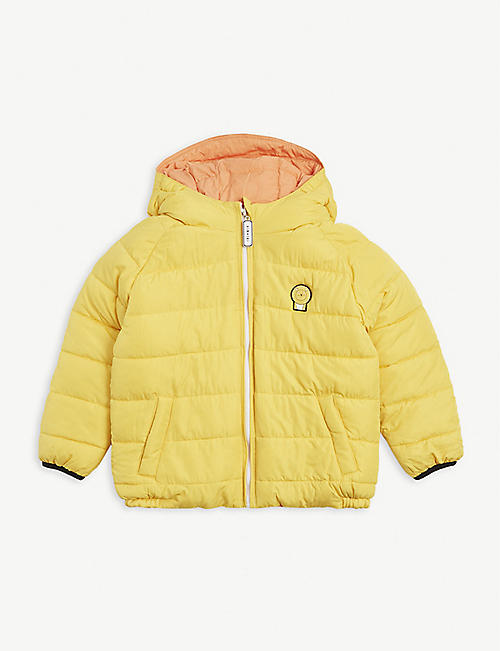 DINOSKI: Hooded reversible recycled-polyester puffer jacket 1-8years