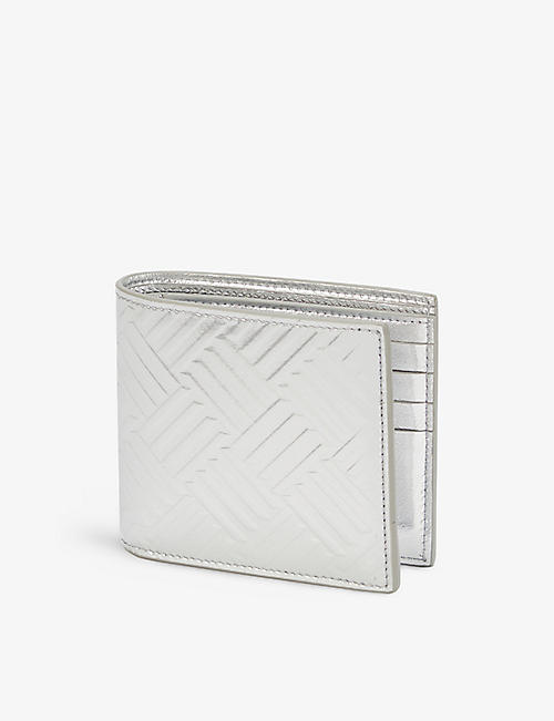 BOTTEGA VENETA: Geometric-debossed metallic-leather wallet