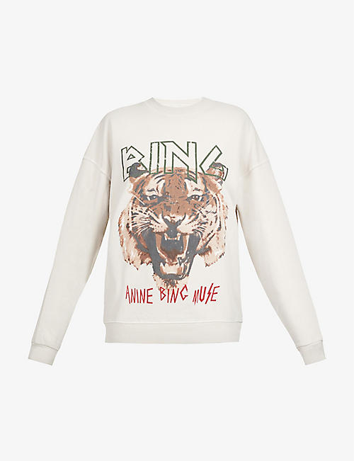 ANINE BING：Tiger 图案印花有机棉卫衣