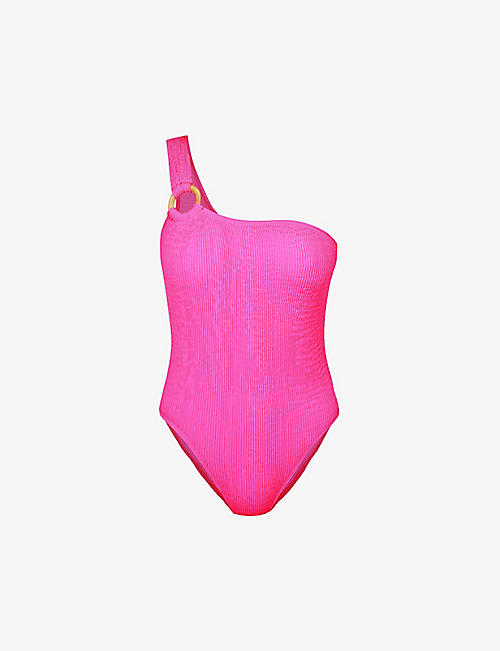 CLEONIE SWIM: Floating asymmetric recycled-nylon swimsuit