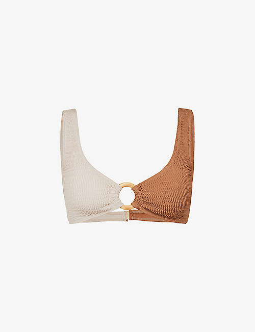 CLEONIE SWIM: Oceana colour-block recycled-nylon bikini top
