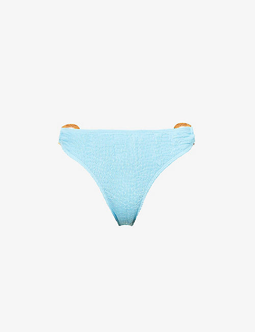 CLEONIE SWIM: Ripple high-rise recycled nylon-blend bikini bottoms