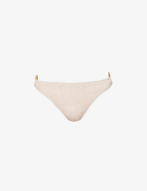 CLEONIE SWIM: Ripple crinkled high-rise recycled-nylon bikini bottoms