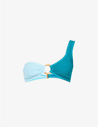 CLEONIE SWIM: Mermaid Kini one-shoulder recycled-nylon-blend bikini top