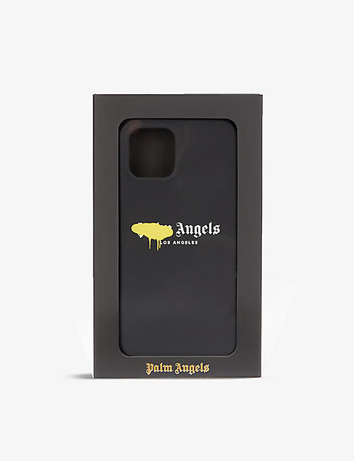 PALM ANGELS: Sprayed logo-print iPhone 12 Pro Max silicone case