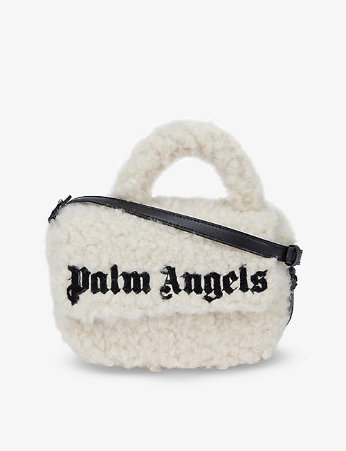 PALM ANGELS: Logo-embroidered faux-shearling cross-body bag
