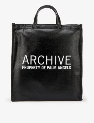 PALM ANGELS Archive logo print faux leather tote bag Selfridges