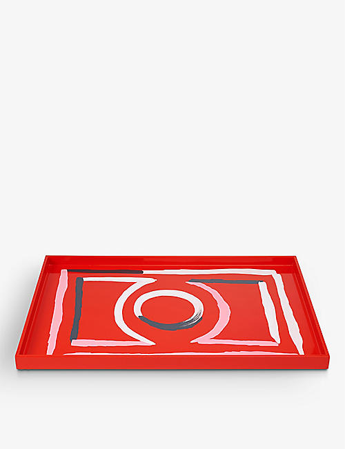 THE LACQUER COMPANY: Etienne graphic large lacquer tray 40cm x 60cm