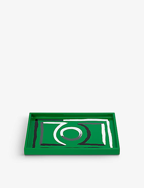 THE LACQUER COMPANY: Etienne graphic small lacquer tray 20cm x 28cm