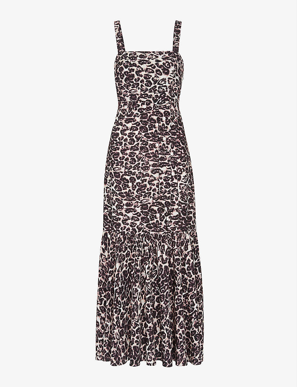Whistles Womens Multi-coloured Eleta Leopard-print Woven Midi Dress 14