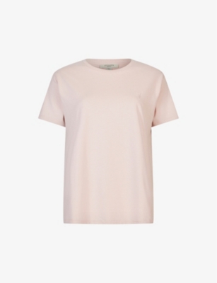 Allsaints Womens Tainted Pink Grace Logo-embroidered Cotton-jersey T-shirt