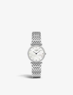 LONGINES L45130876 LA GRANDE CLASSIQUE STAINLESS-STEEL, MOTHER-OR-PEARL AND 0.504CT DIAMOND QUARTZ WATCH