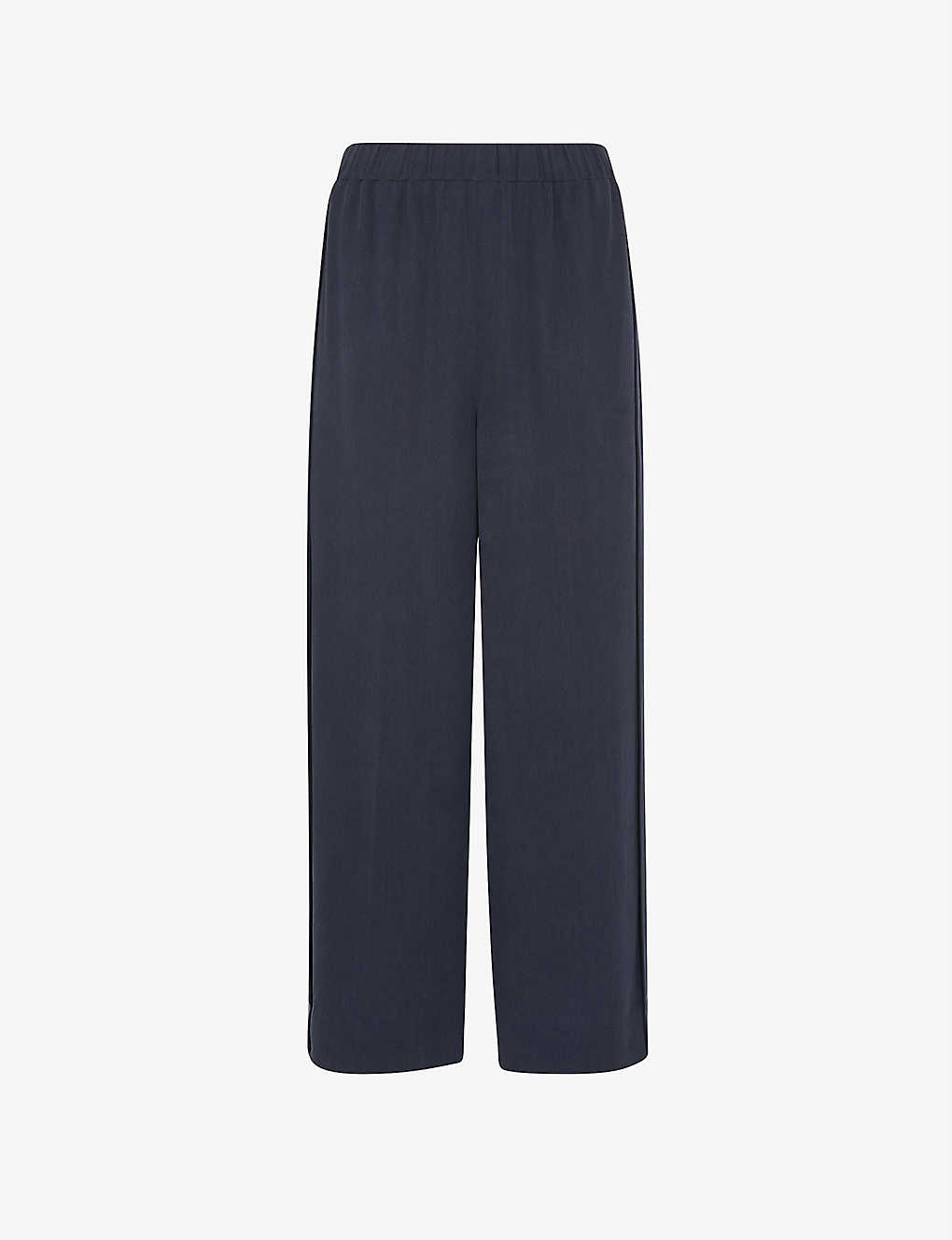 Whistles Wide-leg High-rise Crepe Trousers In Navy