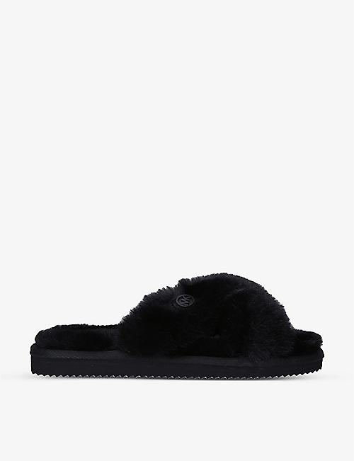 MICHAEL MICHAEL KORS: Lala cross-over faux-fur slippers