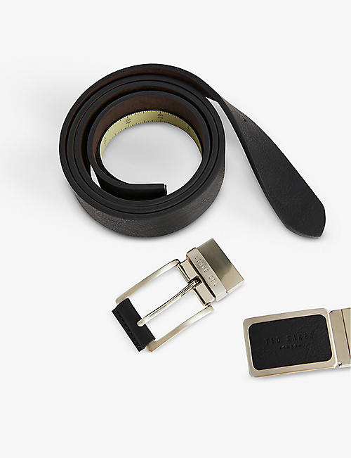TED BAKER: Rate logo-embossed leather belt set