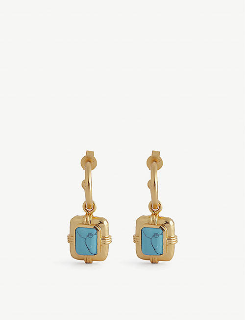 VALERE: Julie 24ct yellow gold-plated brass and turquoise earrings