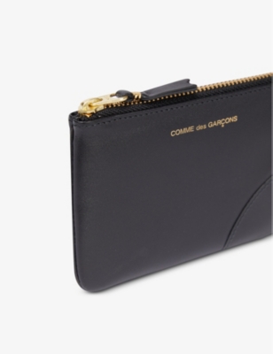 Comme Des Garçons Calfskin Coin Purse Gold-tone Hardware In Black