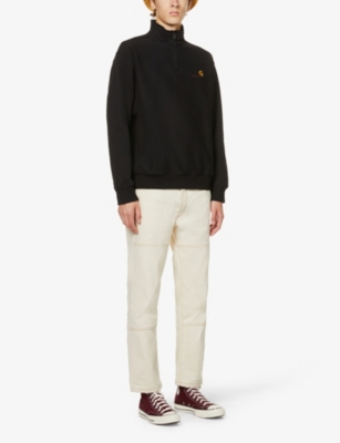 Shop Carhartt Wip Men's Black Logo-embroidered Cotton-blend Sweatshirt