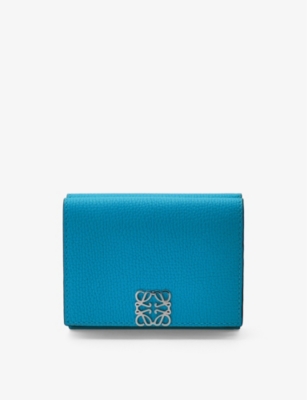 Loewe Anagram-embellished Grained-leather Wallet In Lagoon Blue