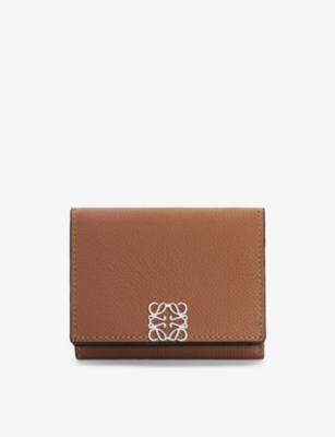 Loewe Womens Tan Anagram-embellished Grained-leather Wallet In Brown