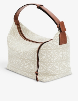 LOEWE Cubi anagram canvas and leather shoulder bag