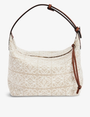 LOEWE Cubi anagram canvas and leather shoulder bag