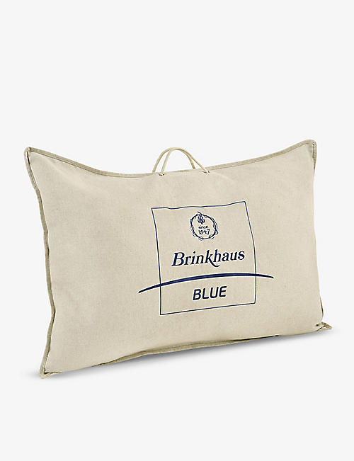 BRINKHAUS: Blue Aerelle organic cotton and recycled plastic pillow 50cm x 75cm