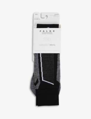 FALKE FALKE ERGONOMIC SPORT SYSTEM WOMEN'S BLACK MIX SK4 WOOL-BLEND SKI SOCKS