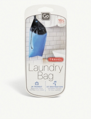 Go Travel Drawstring Woven Travel Laundry Bag 17.4cm X 7.4cm In Blue