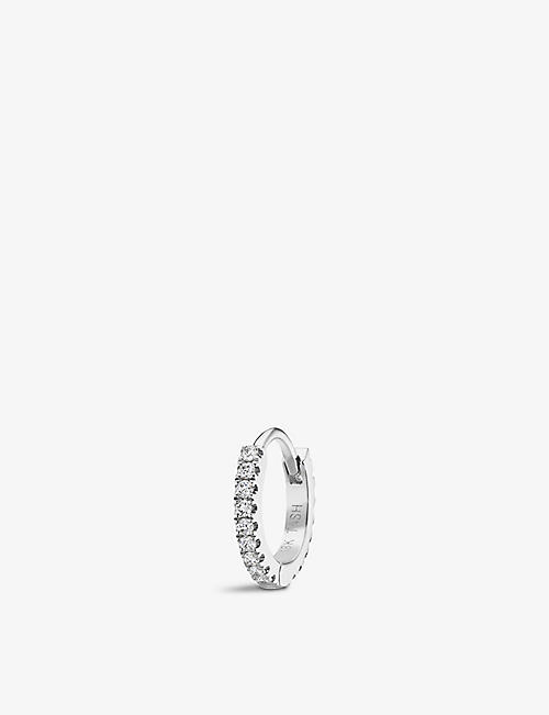 MARIA色绳：Eternity 18K 白金和 0.08 克拉钻石单只圈式耳环