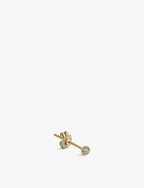 MARIA TASH: Scalloped 18ct rose-gold and 0.03ct diamond single stud earring
