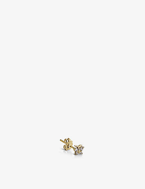 MARIA色绳：蝴蝶 18K 黄金和 0.04 克拉钻石耳钉